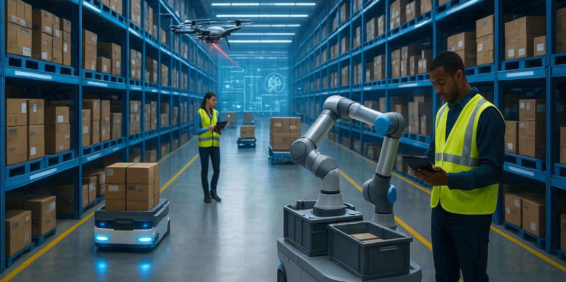 Dieses Bild veranschaulicht, wie eventuell das Lager der Zukunft aussehen könnte.